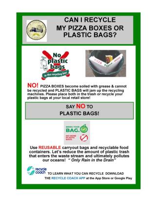 Recycling Pizza Boxes and Plastic Bags